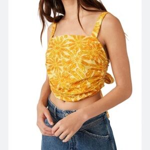 New NWT Free People All Tied Up Top In Yellow